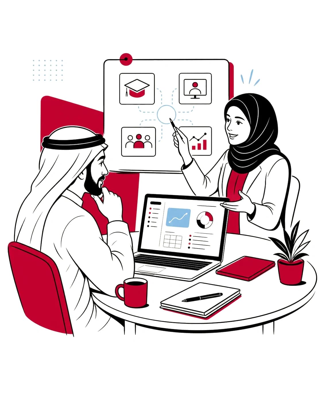 متخصصة من Eduraa تقدم لمسؤول مؤسسة جولة مخصصة في المنصة
