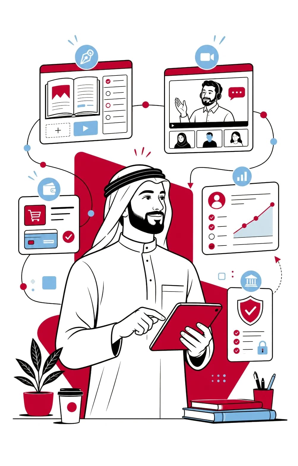 مسؤول مؤسسة يربط أدوات التعلّم والتجارة والتقارير والحوكمة في Eduraa